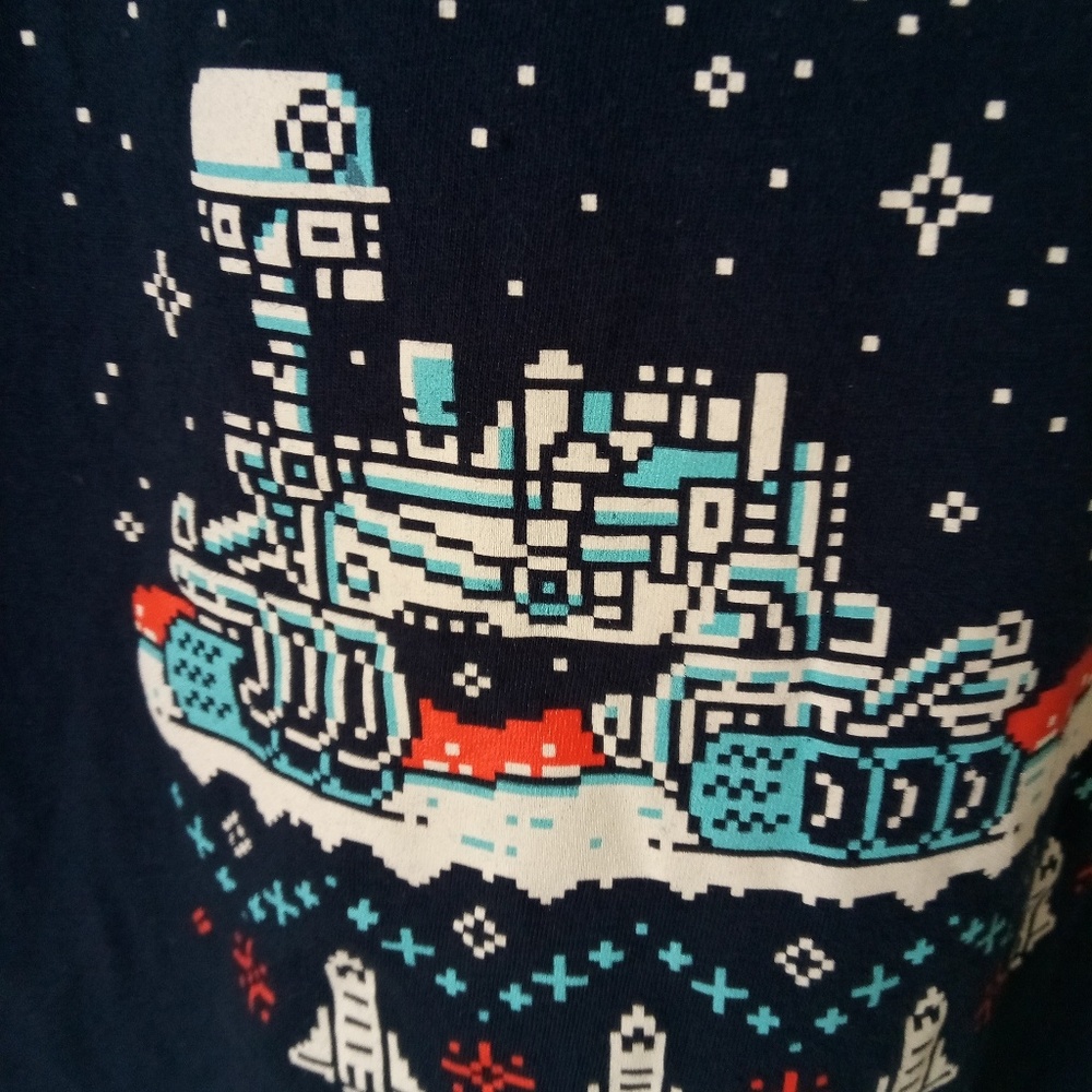 SPACE CHRISTMAS MENS LARGE SNOWMAN GRAPHIC T-SHIRT - Picture 2 of 8